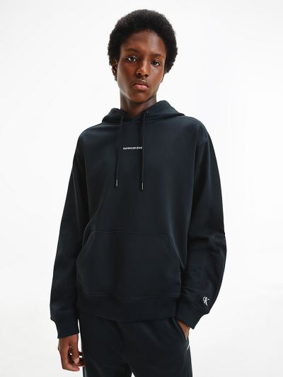 Calvin Klein Ruhák HU265642 | Calvin Klein Relaxed Organic Cotton Férfi Kapucnis Pulóver Fekete